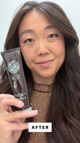 Christa Lee after applying Rōz Evergreen Style Cream