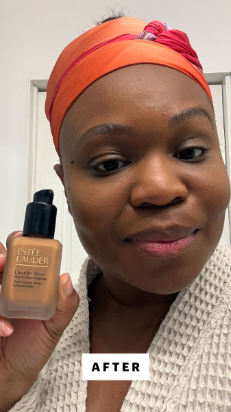 Allure editor in chief Jessica Cruel after applying Este Lauder Double Wear StayinPlace Foundation