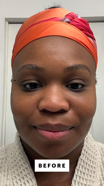 Allure editor in chief Jessica Cruel before applying Este Lauder Double Wear StayinPlace Foundation