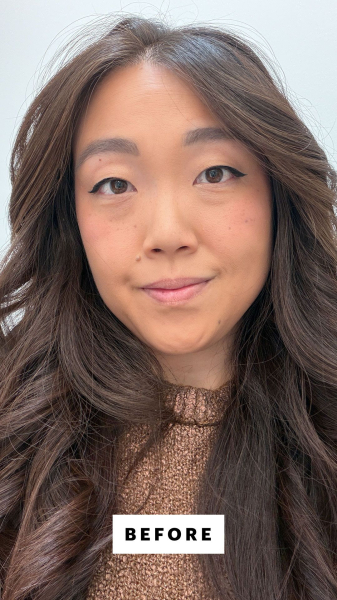 Christa Lee before applying Rōz Evergreen Style Cream